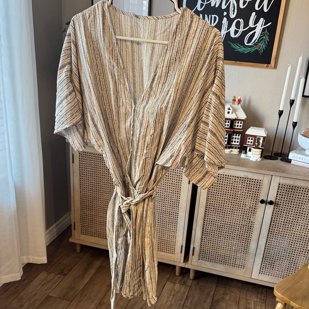 Striped V-Neck Tie-Waist Dress